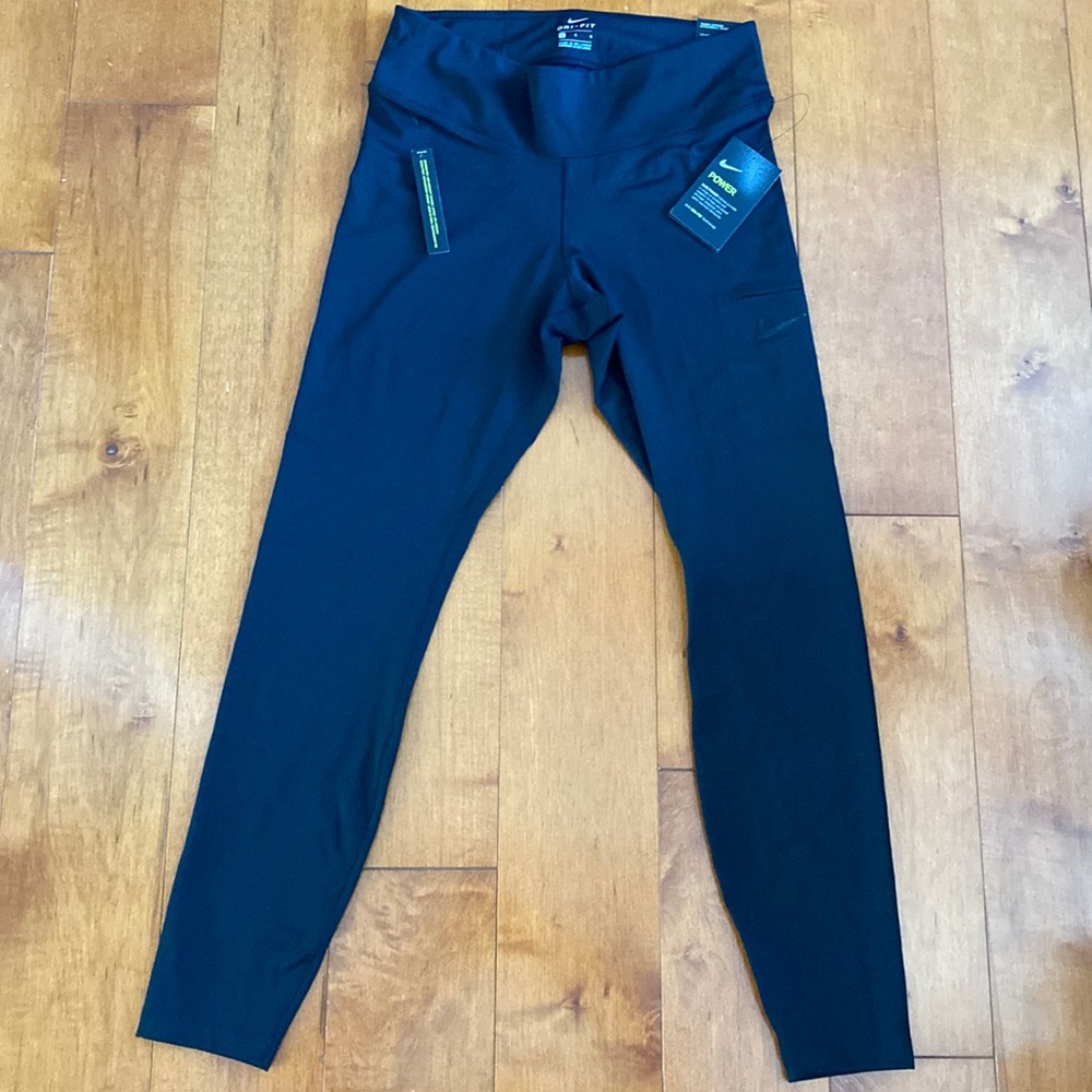 Nike Power Pocket Hyper Tight Fit Mid Rise Full Length Legging Size L Black NWT